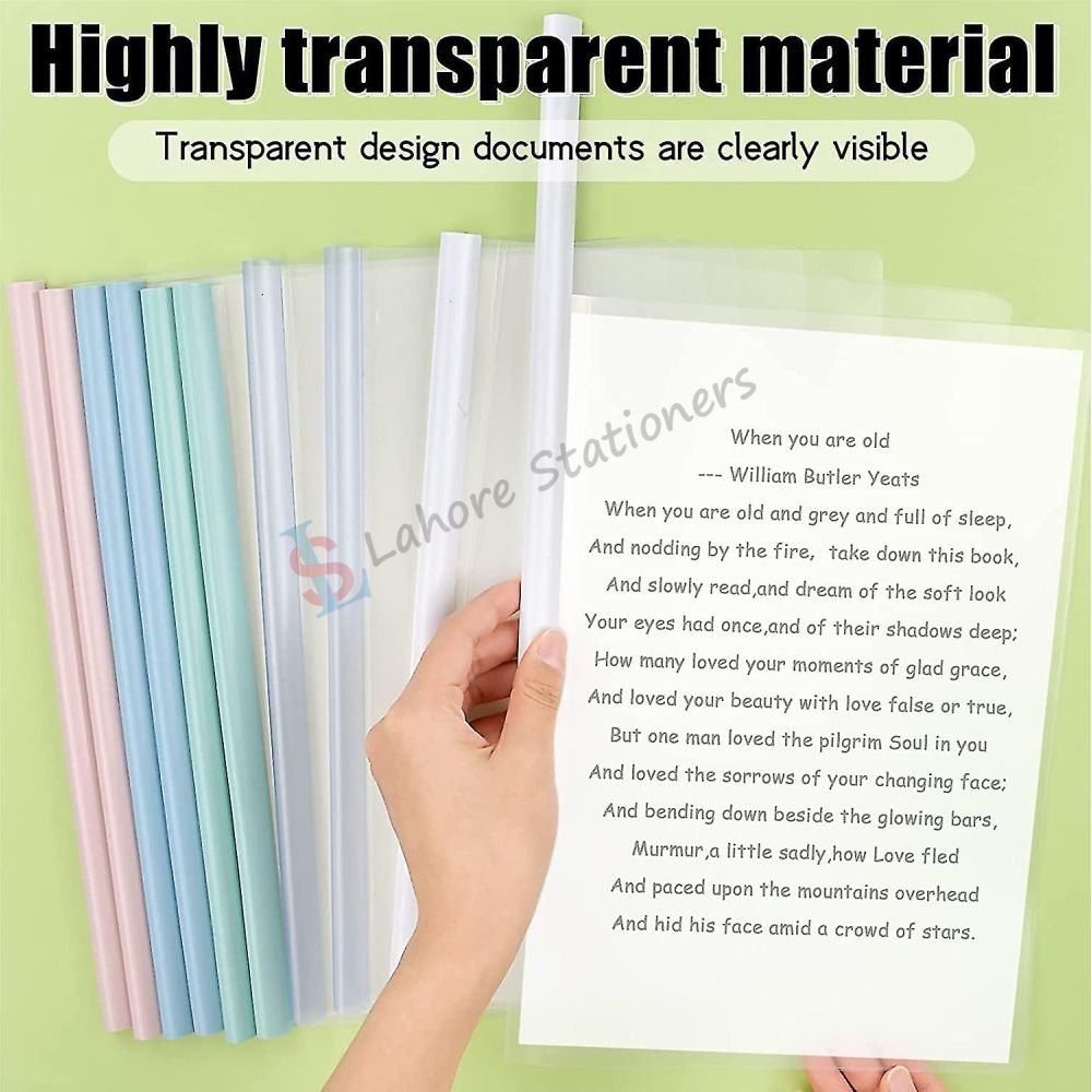 Documents Slider Bar Files Holder Transparent Plastic High Quality 10 Pcs A4 Size