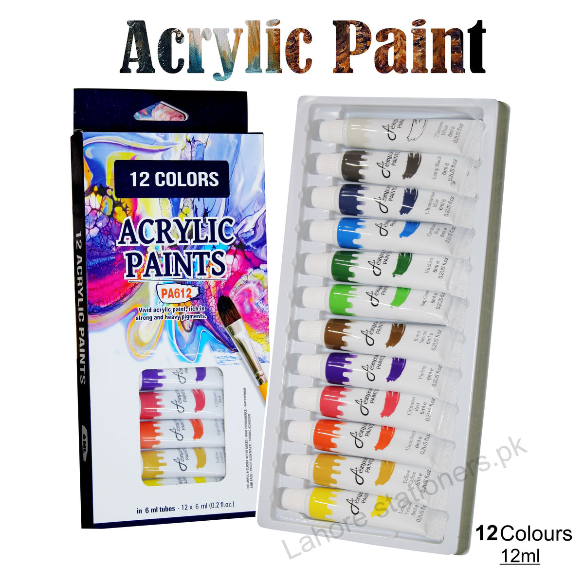 Acrylic Tube Colours 12ml Acrylic Paint Set 12 Shades