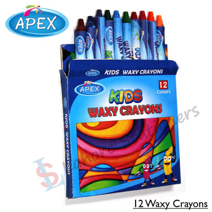 Apex Wax Crayons For Kids 12 Colours