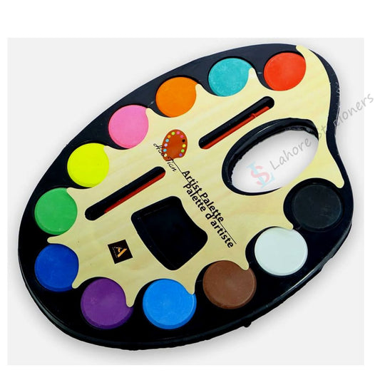 Artist Palette with 12 Water Color & 1 Paint Brush Best for Birthday Return Gifts
