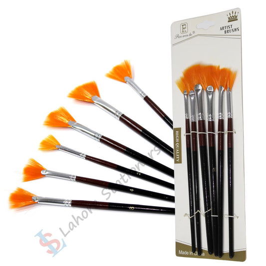 Artist Paint Brush Set Fan Tip Pack of 6 Pcs