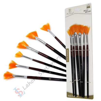 Artist Paint Brush Set Fan Tip Pack of 6 Pcs