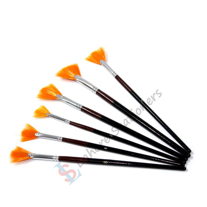Artist Paint Brush Set Fan Tip Pack of 6 Pcs