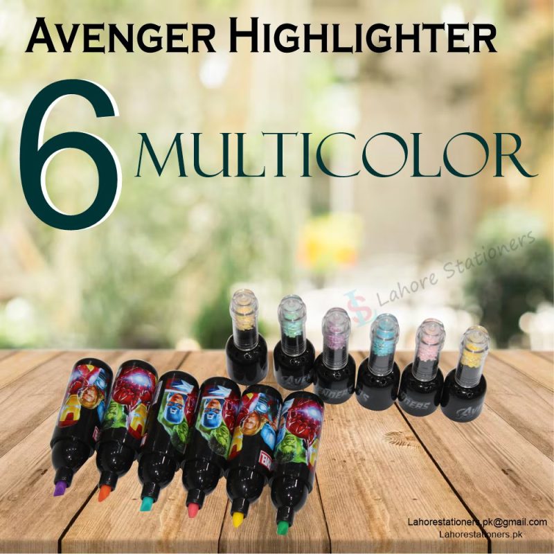 Avengers Highlighter Pens Bottle Shape Different 6 Coloured In Pack