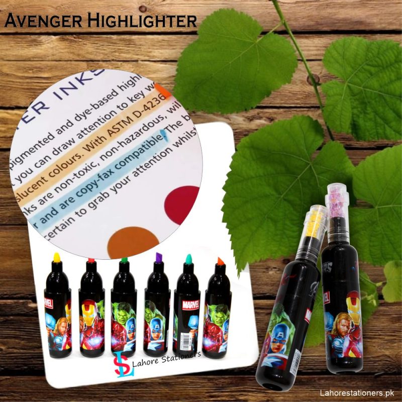 Avengers Highlighter Pens Bottle Shape Different 6 Coloured In Pack