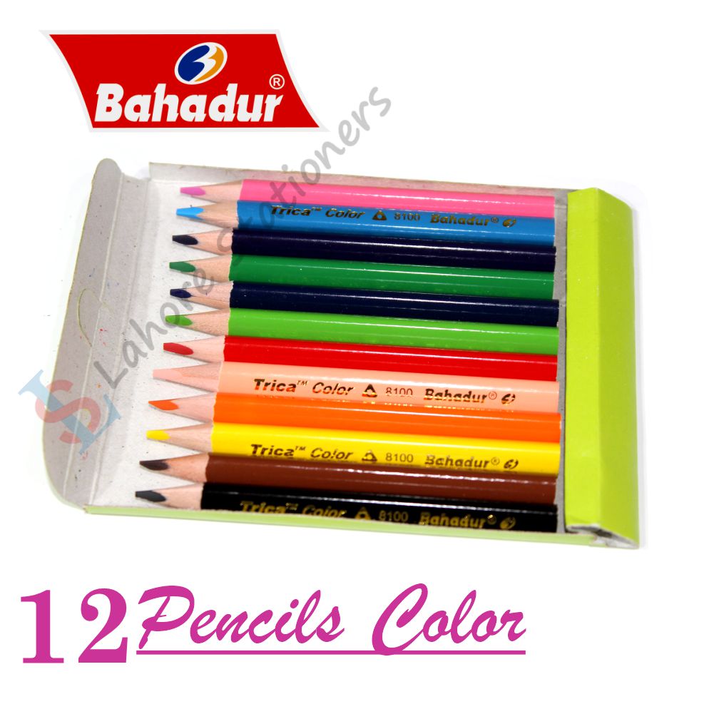 Bahadur Color Pencils Half Size Pack of 12 Color Pencils High Quality