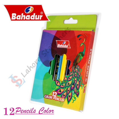 Bahadur Color Pencils Half Size Pack of 12 Color Pencils High Quality