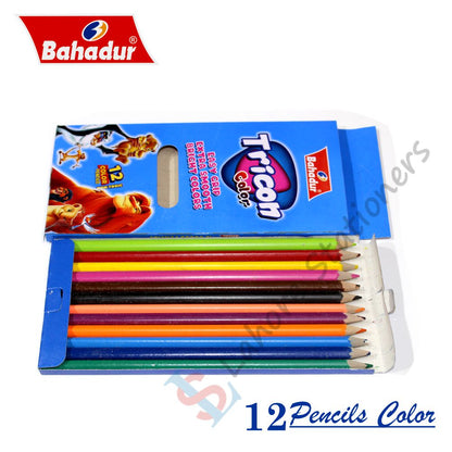Bahadur Tricon Colour Pencil 12Pcs Full