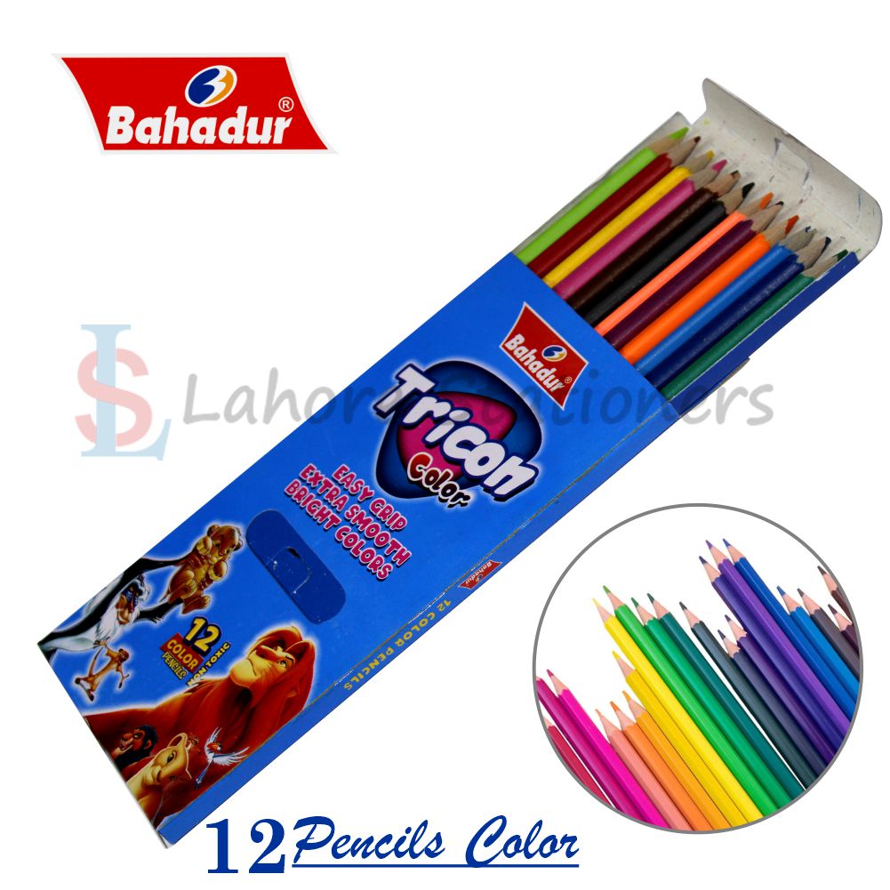 Bahadur Tricon Colour Pencil 12Pcs Full