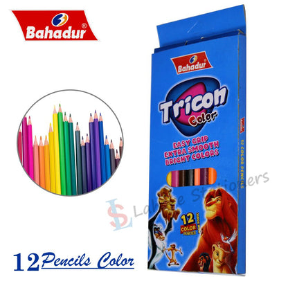 Bahadur Tricon Colour Pencil 12Pcs Full