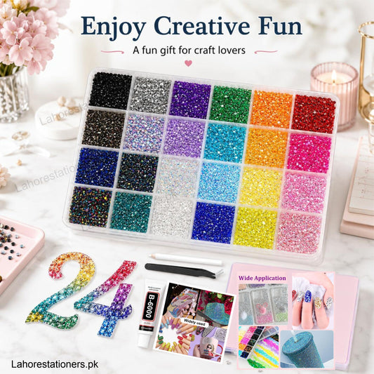 Bedazzling Kit 24 Color Resin Jelly Rhinestones, Flatback Gems & B6000 Glue