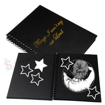 Black Drawing Art Journal Book with Black Cardboard Hardcover Paper 200 Gm Size 6.5×8.5 inch,25 Page Subject Note Pad