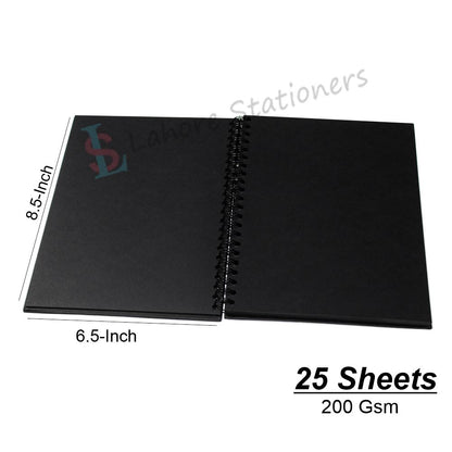 Black Drawing Art Journal Book with Black Cardboard Hardcover Paper 200 Gm Size 6.5×8.5 inch,25 Page Subject Note Pad