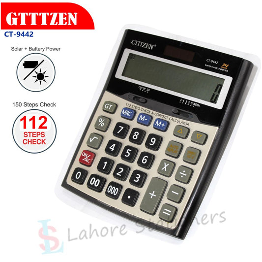 CT 9442 Dual Power Calculator Solar & Battery Large Display