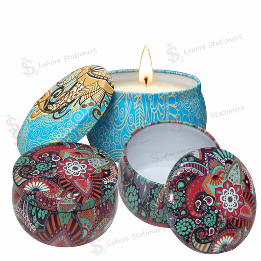 Metal Candle Jar Mixed Colors & Assorted Designs