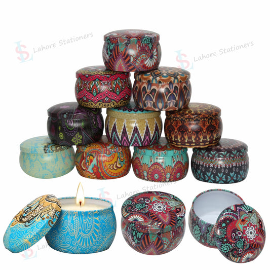 Metal Candle Jar Mixed Colors & Assorted Designs