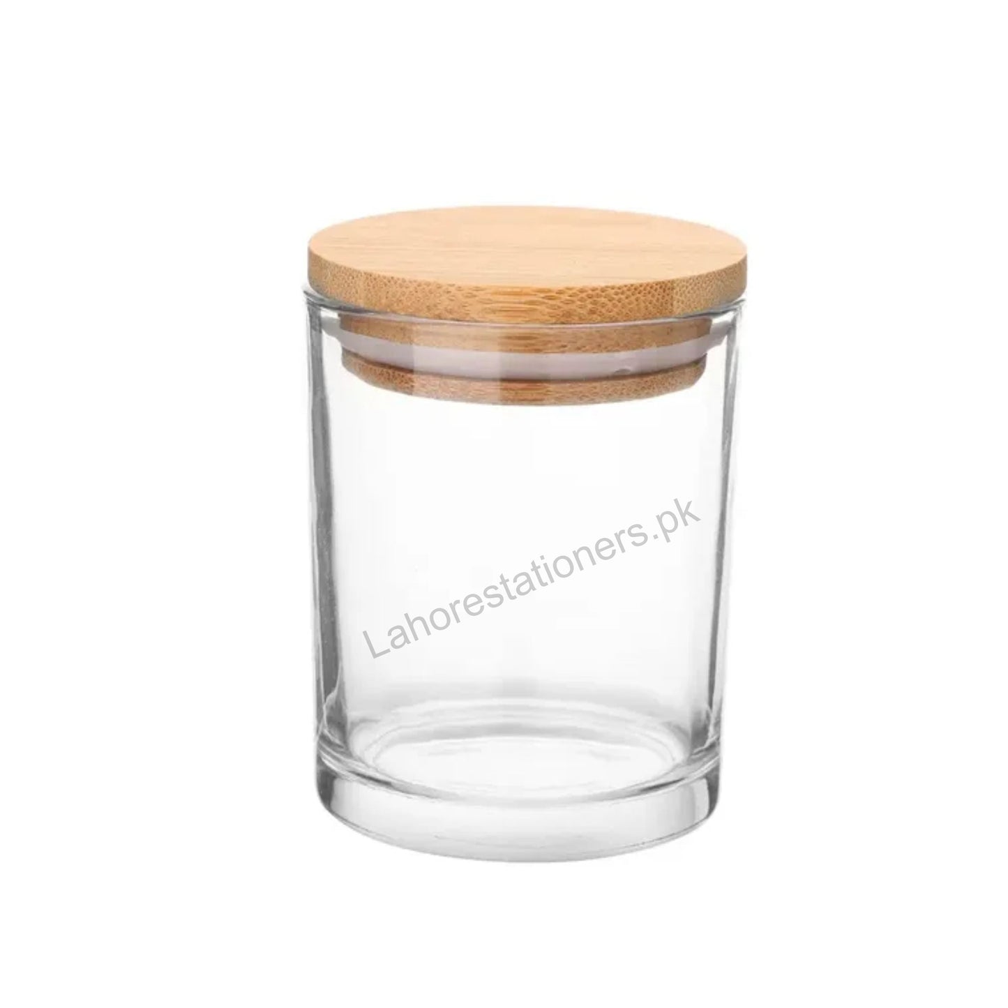 Empty Glass Candle Jar with Bamboo Lid & Silicone Gasket