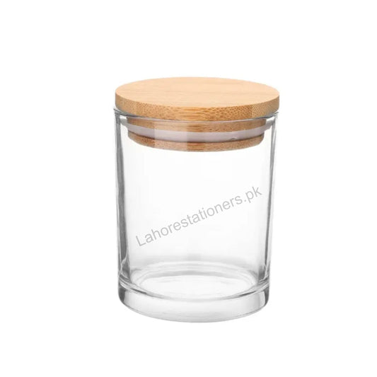 Empty Glass Candle Jar with Bamboo Lid & Silicone Gasket