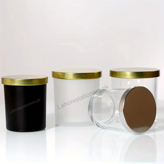 Empty Glass Candle Jar with Gold Metal Lid 220 ML Glass Container