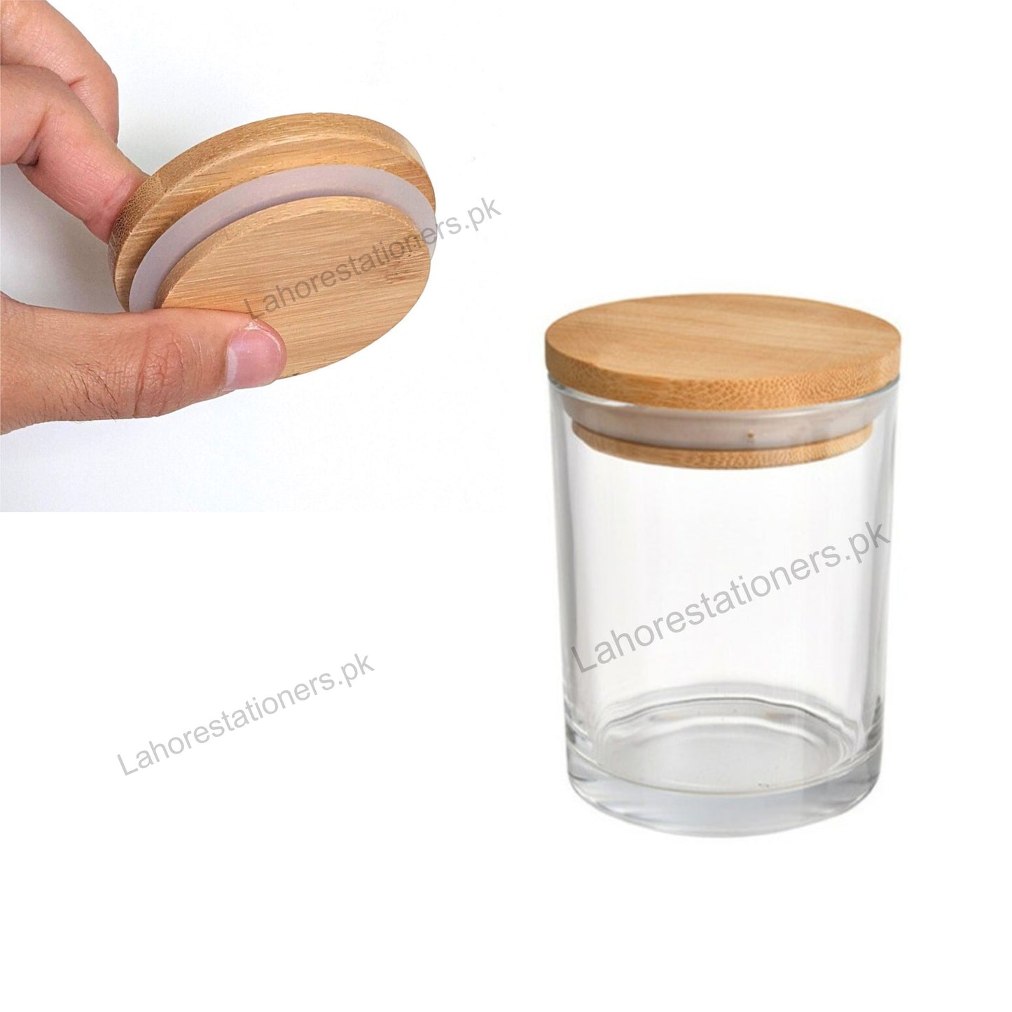 Empty Glass Candle Jar with Bamboo Lid & Silicone Gasket 150ML