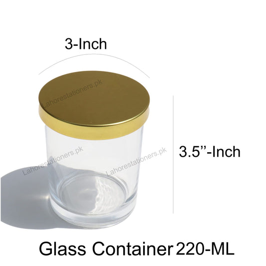 Empty Glass Candle Jar with Gold Metal Lid 220 ML Candle Making Container