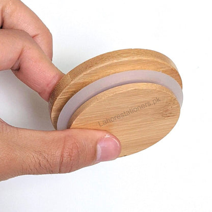 Empty Glass Candle Jar with Bamboo Lid & Silicone Gasket