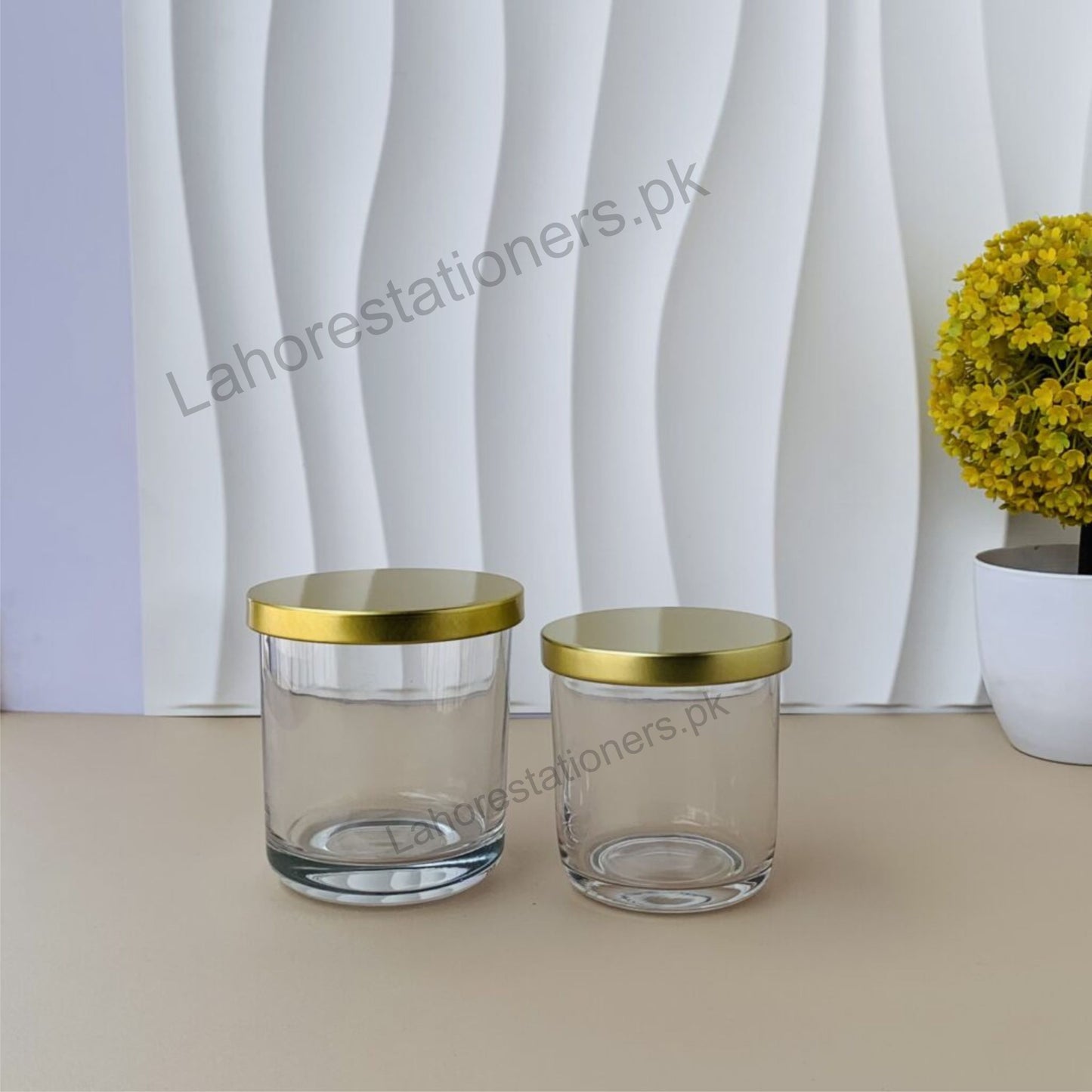 Empty Glass Candle Jar with Gold Metal Lid 220 ML Candle Making Container