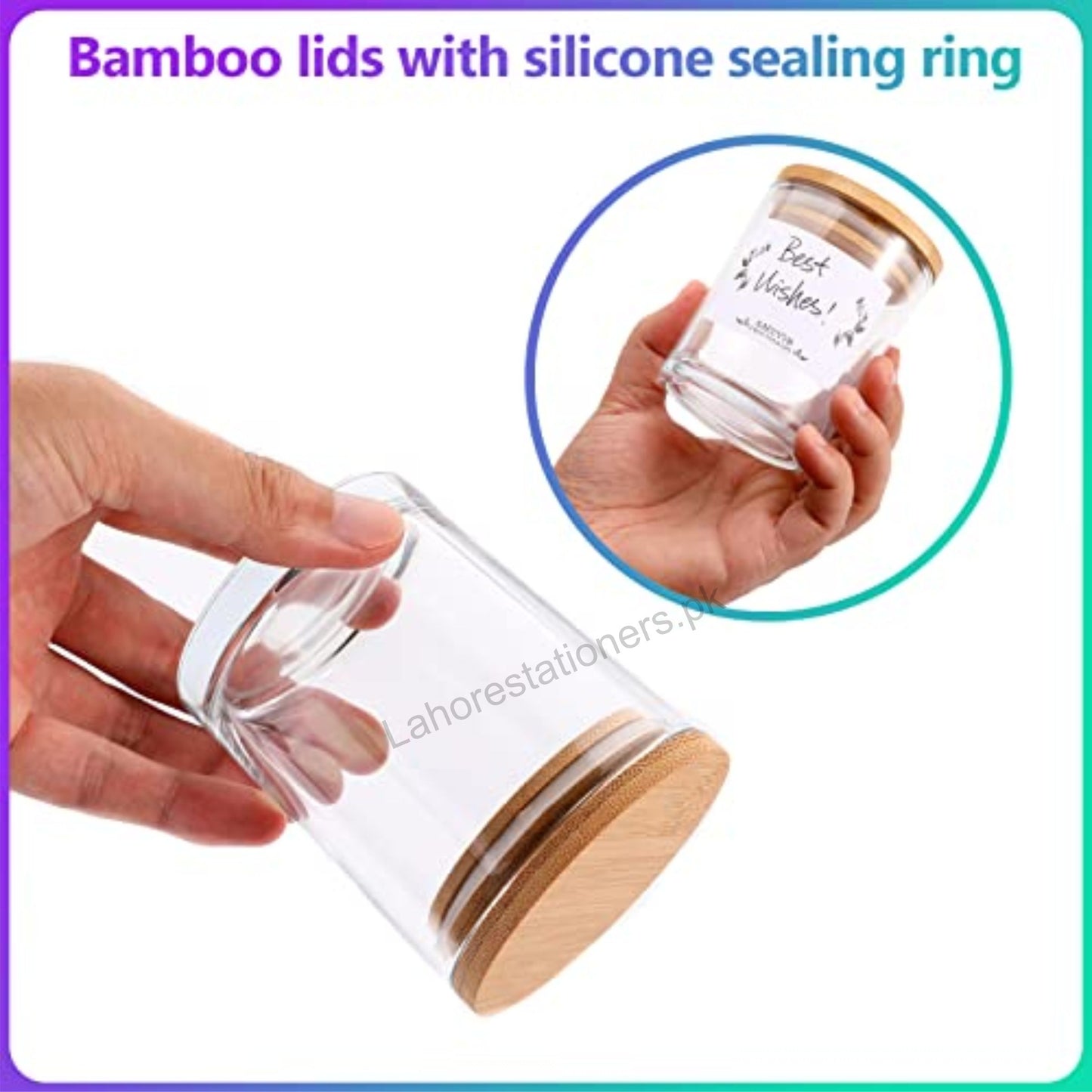 Empty Glass Candle Jar with Bamboo Lid & Silicone Gasket 150ML