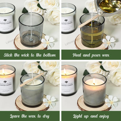 Empty Glass Candle Jar with Bamboo Lid & Silicone Gasket