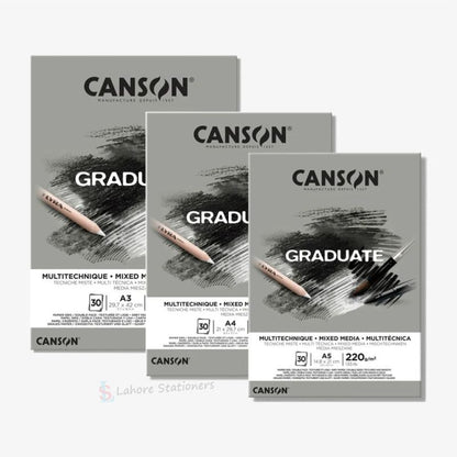 Canson Graduate Grey Mix Media Pad 220 gsm 30 Sheets For Sketching Drawing Book