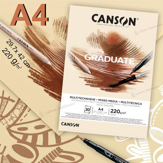 Canson Graduate Mixed Media Natural Double Sided Grained And Smooth Pad