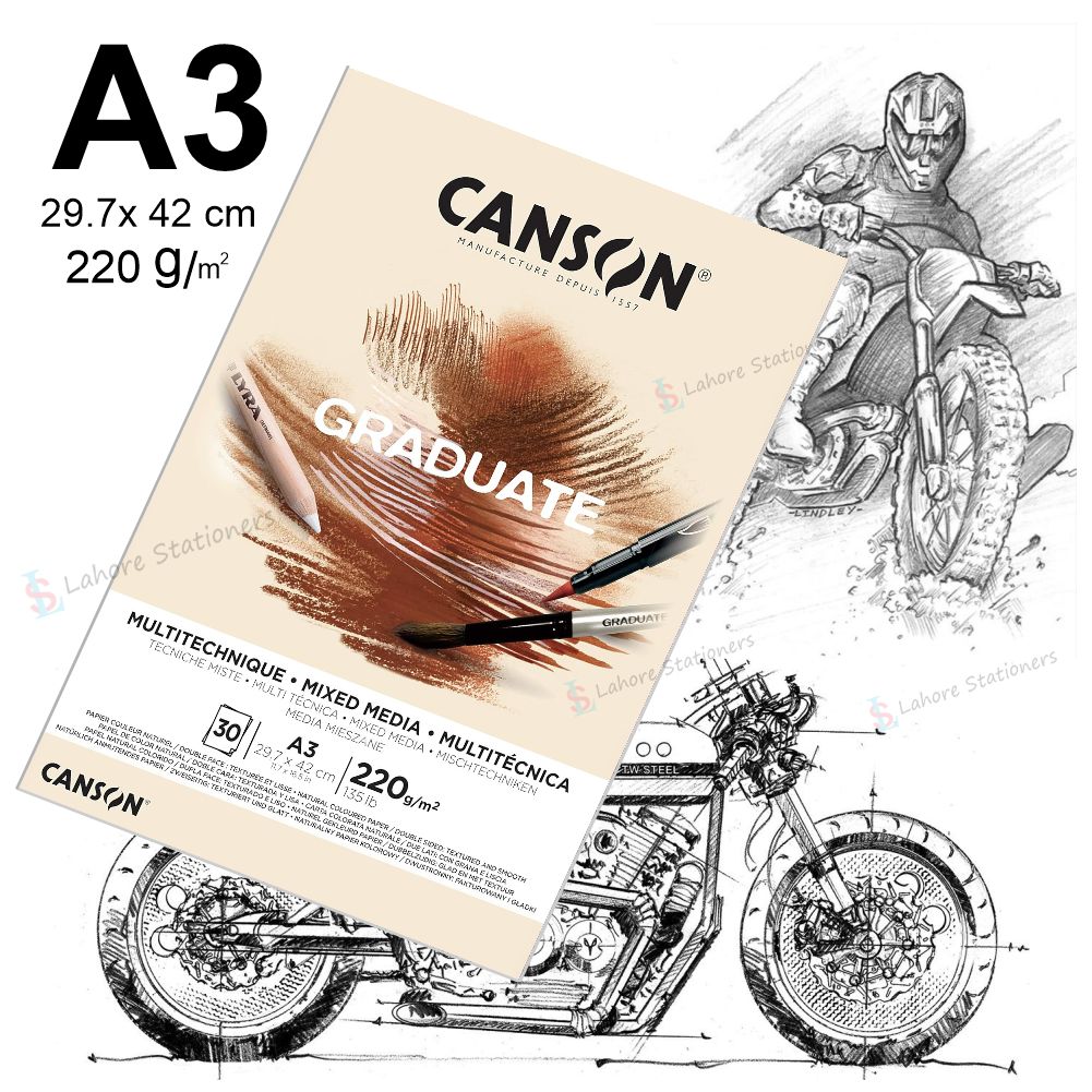 Canson Graduate Mixed Media Natural Double Sided Grained And Smooth Pad