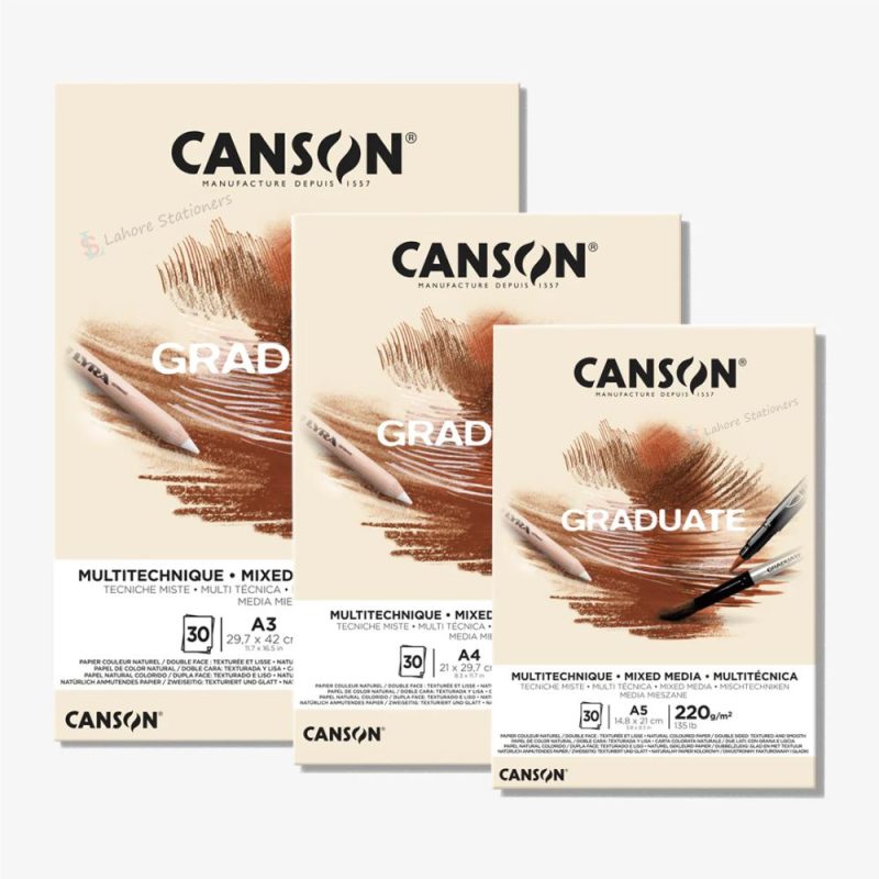 Canson Graduate Mixed Media Natural Double Sided Grained And Smooth Pad