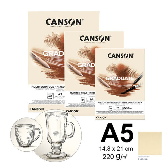 Canson Graduate Mixed Media Natural Double Sided Grained And Smooth Pad