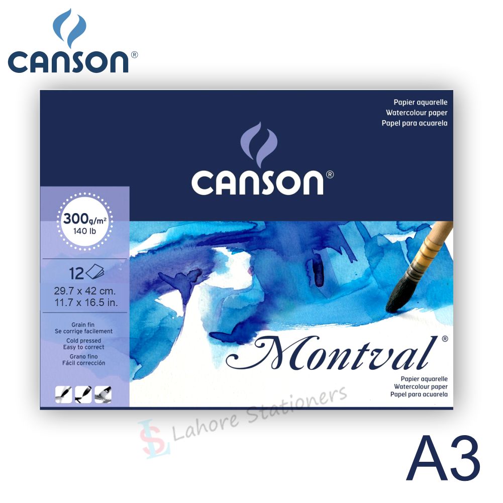 Canson Montval Watercolor Drawing Pad 300 gsm 12 Sheets High Quality Paper