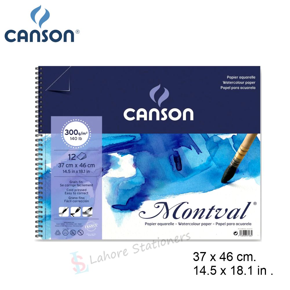 Canson Montval Watercolor Drawing Pad 300 gsm 12 Sheets High Quality Paper