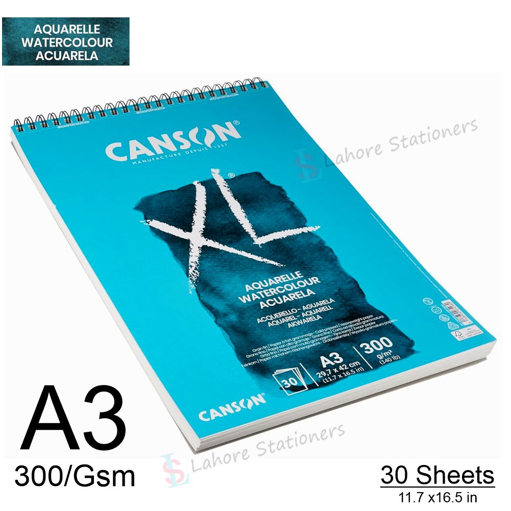 Canson XL Aquarelle Watercolor Spiral Pad 300 Gsm Paper 30 Sheets Sketching and Drawing Book
