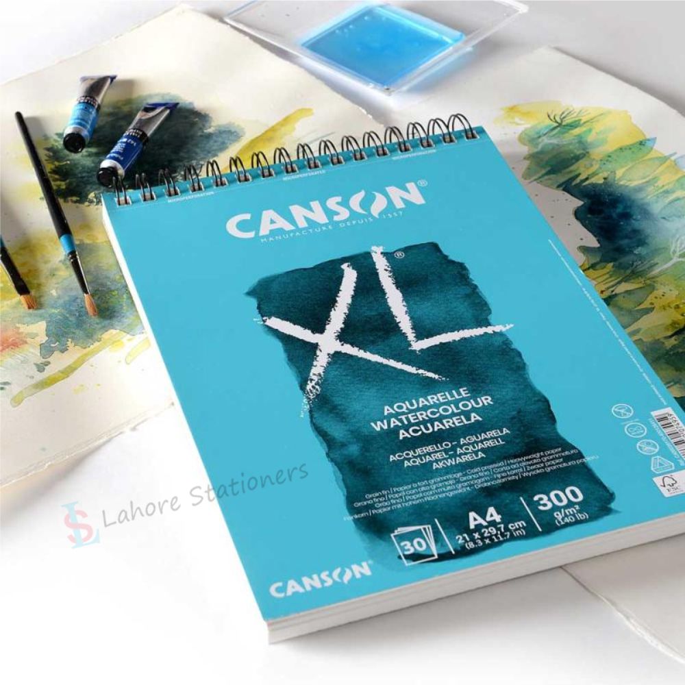 Canson XL Aquarelle Watercolor Spiral Pad 300 Gsm Paper 30 Sheets Sketching and Drawing Book