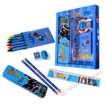 Captain America Geometry Pencil Eraser Scale Sharpener Crayon Color.