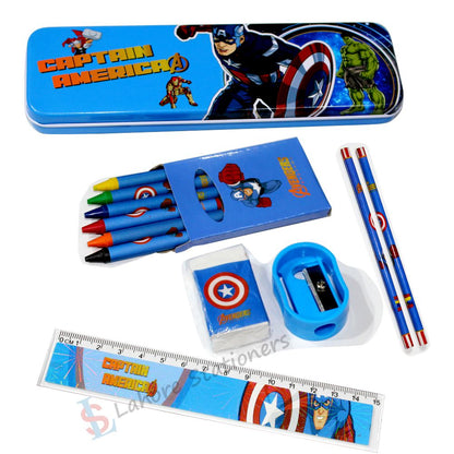 Captain America Geometry Pencil Eraser Scale Sharpener Crayon Color.