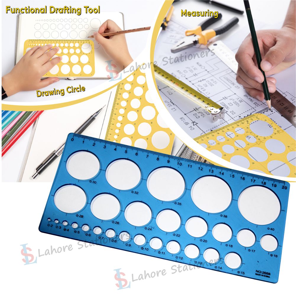 Circle Stencils for Drawing Study Round Hole Ruler Tool Geometric Stencil Rulers Templates Scale Drawing Tool