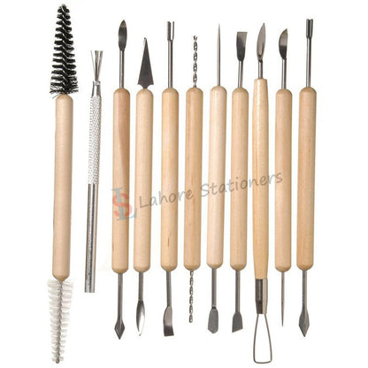 Clay Sculpting Tools Set Wooden Pottery Carving, Shaping & Embossing Tools for DIY Art & Craft