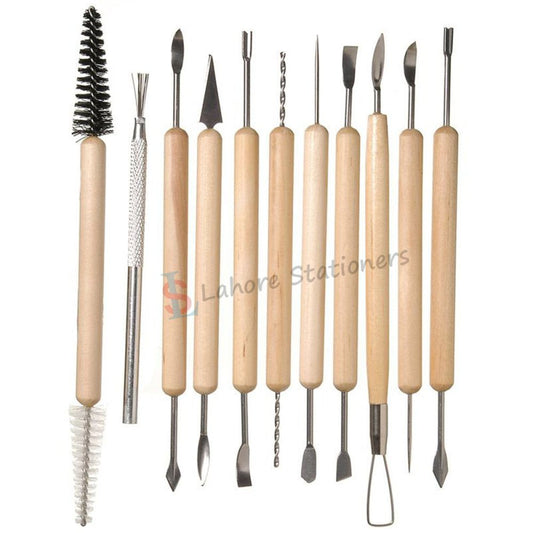 Clay Sculpting Tools Set Wooden Pottery Carving, Shaping & Embossing Tools for DIY Art & Craft