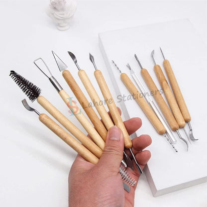 Clay Sculpting Tools Set Wooden Pottery Carving, Shaping & Embossing Tools for DIY Art & Craft