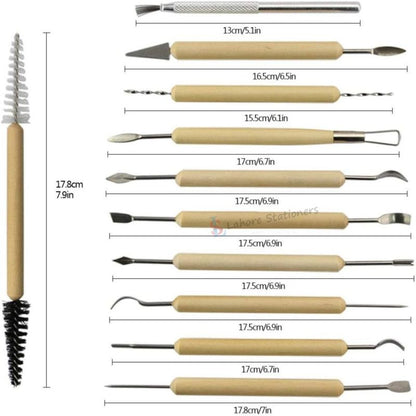Clay Sculpting Tools Set Wooden Pottery Carving, Shaping & Embossing Tools for DIY Art & Craft
