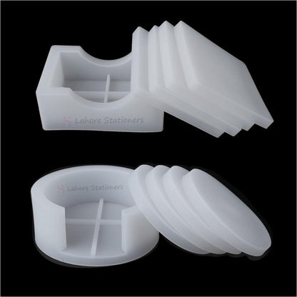 Cup Coaster Epoxy Resin Silicone Mold Set with Coaster Holder