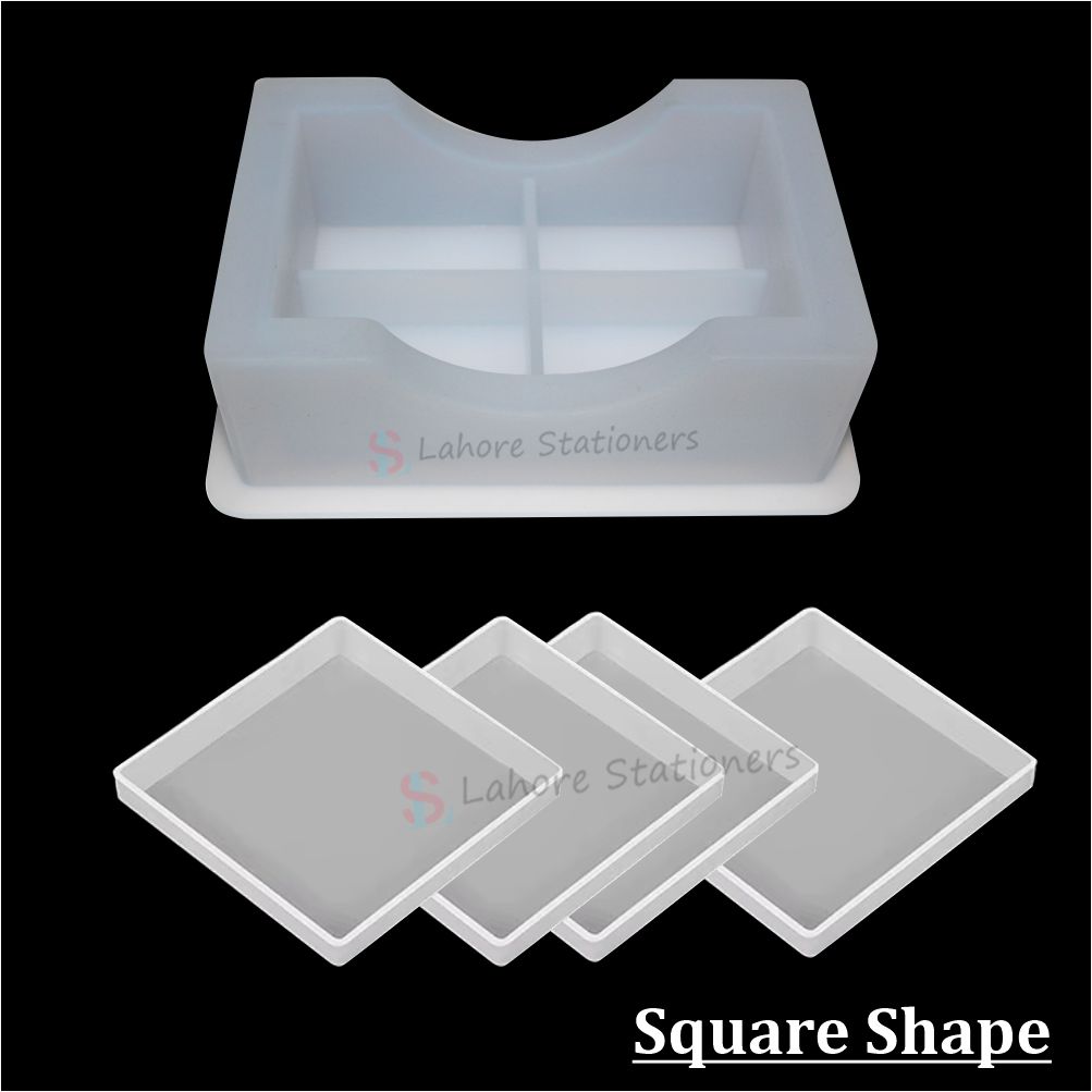 Cup Coaster Epoxy Resin Silicone Mold Set with Coaster Holder