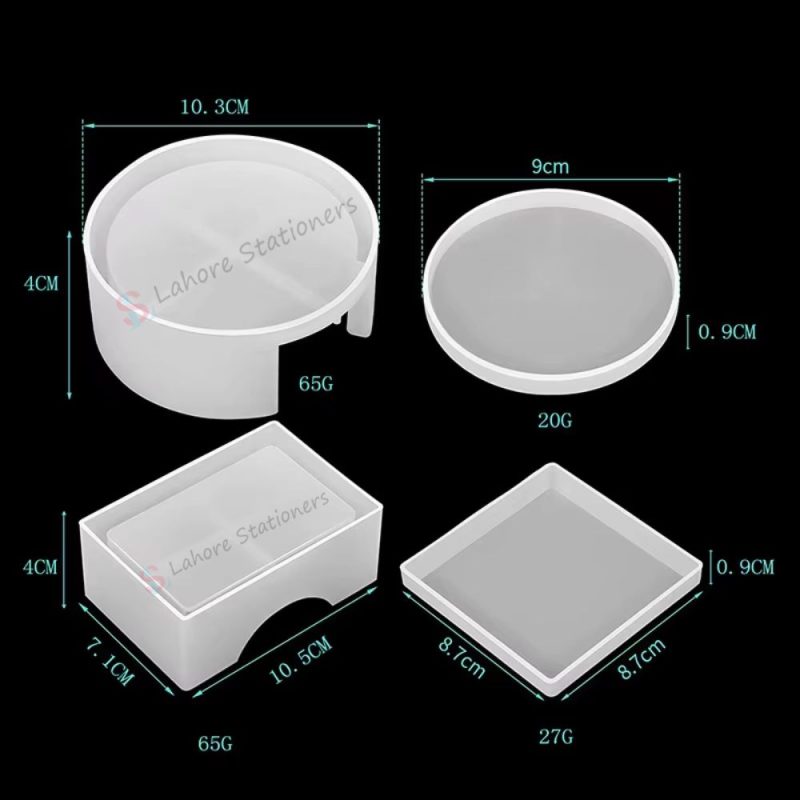 Cup Coaster Epoxy Resin Silicone Mold Set with Coaster Holder