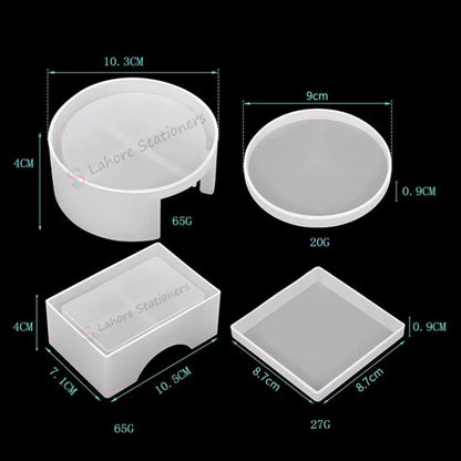 Cup Coaster Epoxy Resin Silicone Mold Set with Coaster Holder