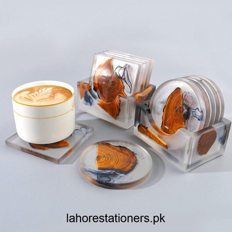 Cup Coaster Epoxy Resin Silicone Mold Set with Coaster Holder